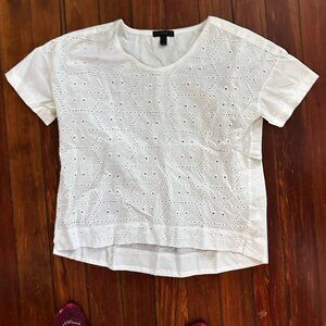 J. Crew White Eyelet Tee Top